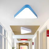 Kids Bedroom Colorful Triangle LED Flush Mount Light Image - 9