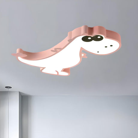 Kids Bedroom Cute Pink Dinosaur LED Flush Mount Light Image - 2