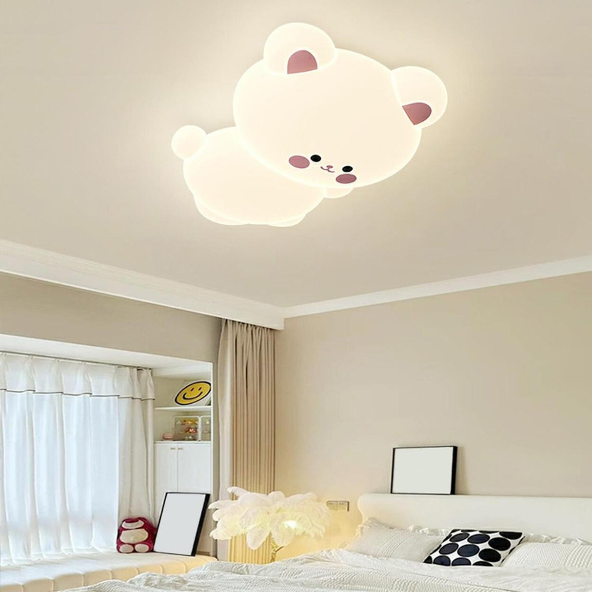 Kids Bedroom Medium Cute Bear LED Flush Mount Light Image - 1