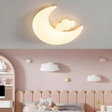 Kids Bedroom Moon Astronaut Resin Flush Mount Light Image - 6