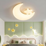 Kids Bedroom Moon Astronaut Resin Flush Mount Light Image - 7