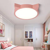 Kids Bedroom Pink Cat LED Flush Mount Ceiling Light Image - 1