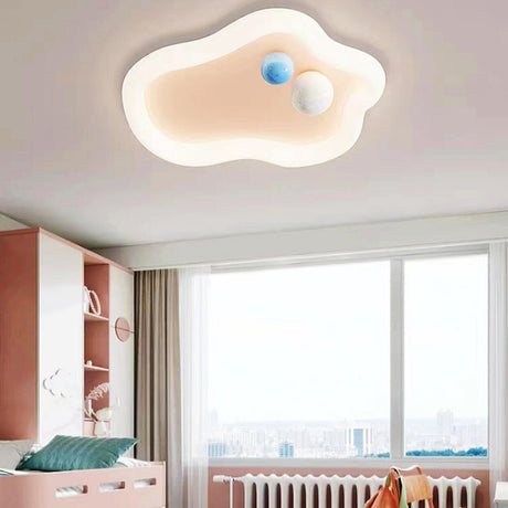 Kids Bedroom Pink Cloud Flush Mount Ceiling Light Image - 1