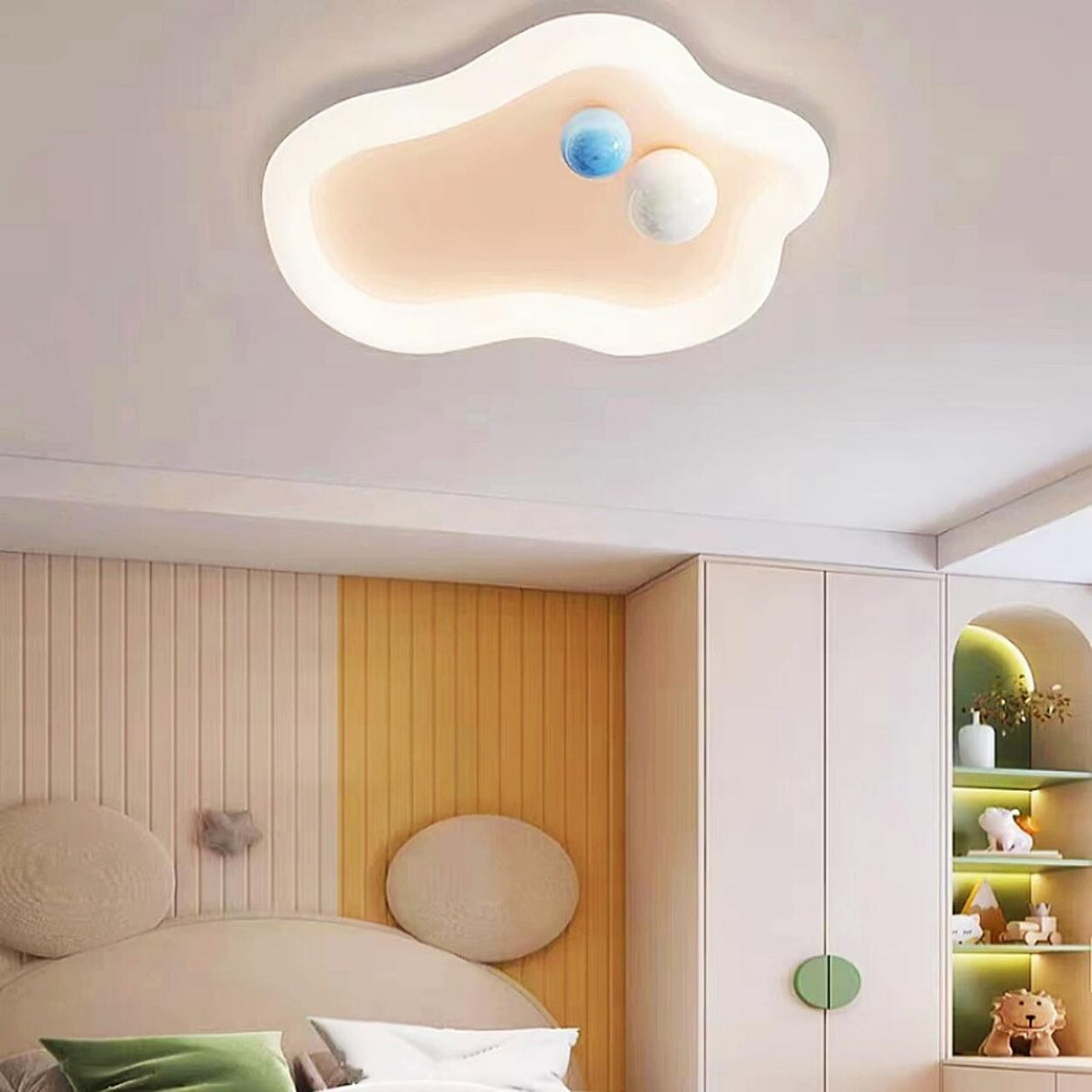 Kids Bedroom Pink Cloud Flush Mount Ceiling Light Image - 2