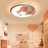 Kids Bedroom Pink Moon Star Circle Flush Mount Light Image - 3