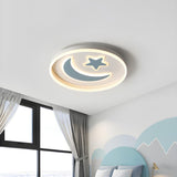 Kids Bedroom Pink Moon Star Small LED Flush Mount Light Image - 6