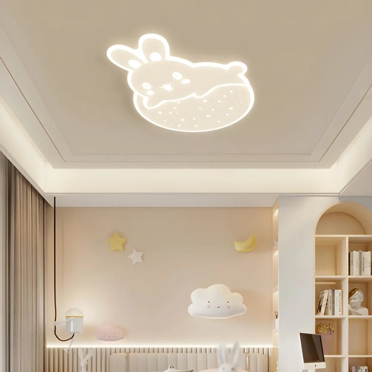 Kids Bedroom Playful Snail LED Flush Mount Ceiling Lamp Image - 5