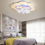 Kids Bedroom Purple Cloud Stars LED Flush Mount Light Image - 12