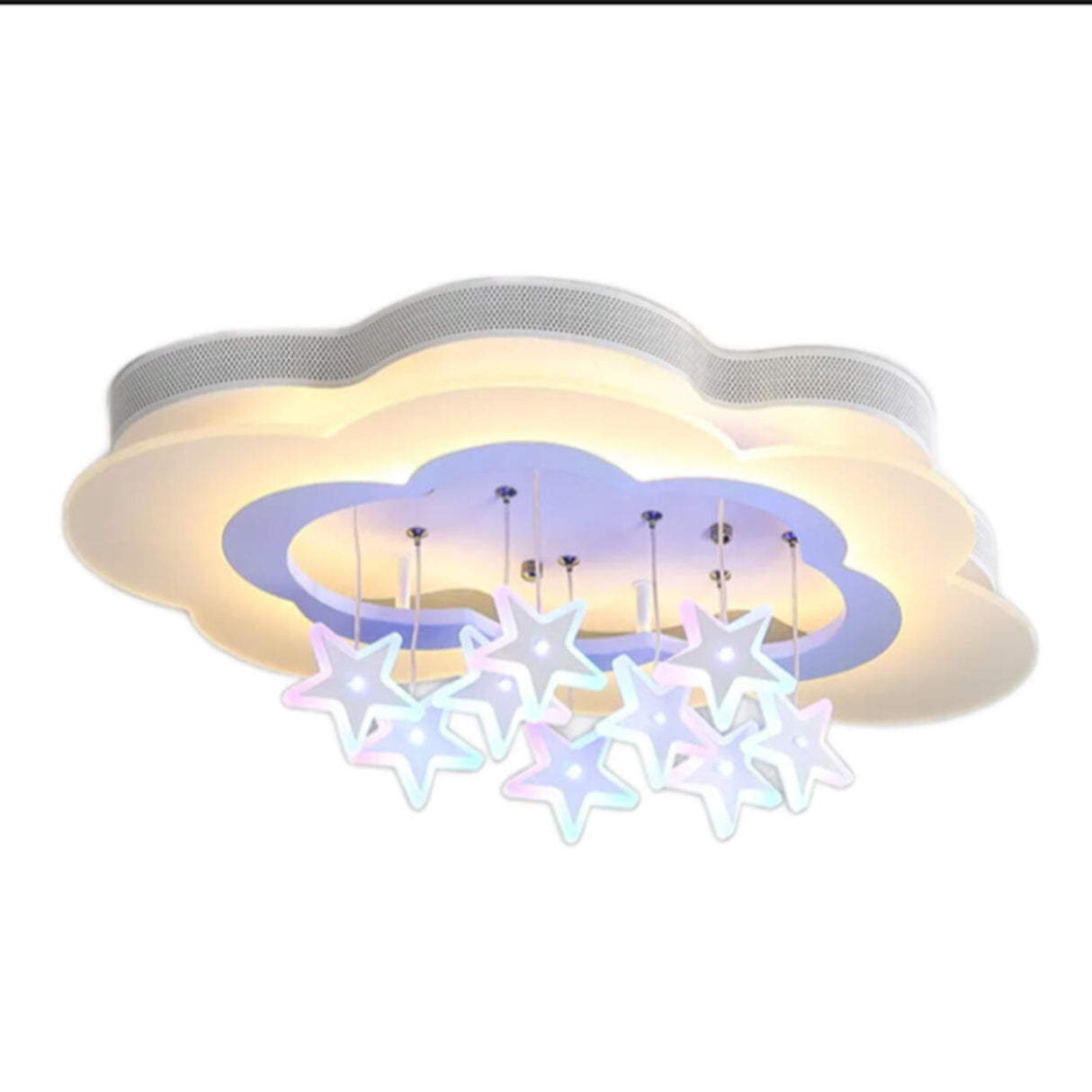 Kids Bedroom Purple Cloud Stars LED Flush Mount Light Image - 6