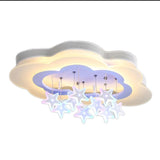 Kids Bedroom Purple Cloud Stars LED Flush Mount Light Image - 6