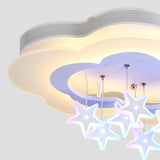 Kids Bedroom Purple Cloud Stars LED Flush Mount Light Image - 7