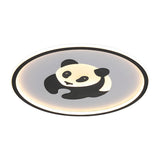 Kids Bedroom Small Circular Panda LED Flush Mount Light Image - 3