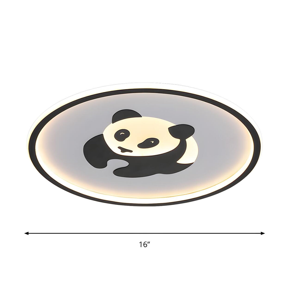 Kids Bedroom Small Circular Panda LED Flush Mount Light 