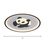 Kids Bedroom Small Circular Panda LED Flush Mount Light #size