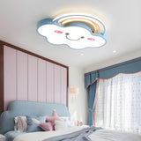 Kids Bedroom Smile Cloud Rainbow LED Flush Mount Light Image - 2