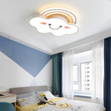 Kids Bedroom Smile Cloud Rainbow LED Flush Mount Light Image - 5