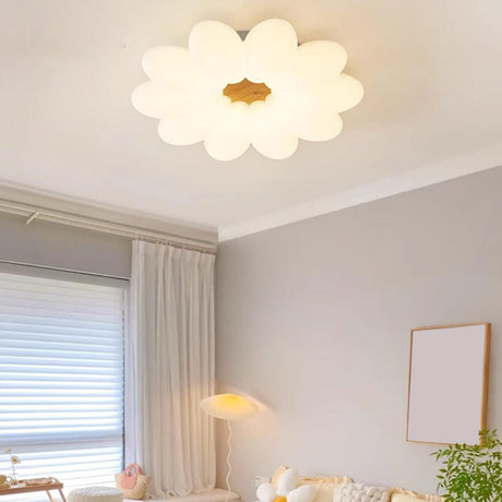 Kids Bedroom White Flower Flush Mount Ceiling Light Image - 1