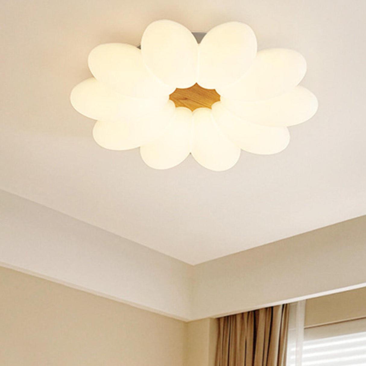 Kids Bedroom White Flower Flush Mount Ceiling Light Image - 3