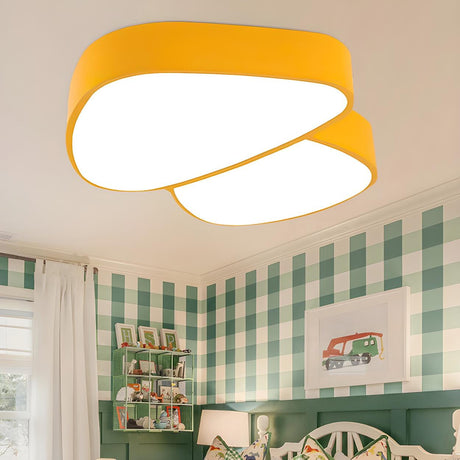 Kids Bedroom Yellow Mushroom LED Flush Mount Light Image - 2