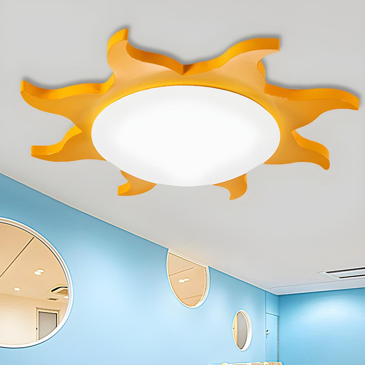 Kids Cartoon Blue Sun-Shaped Acrylic Flush Mount Light Image - 10