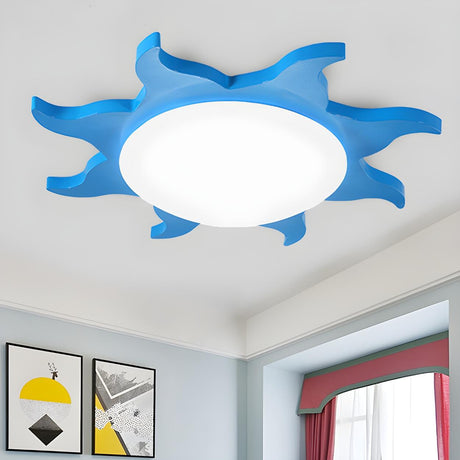 Kids Cartoon Blue Sun-Shaped Acrylic Flush Mount Light Image - 2