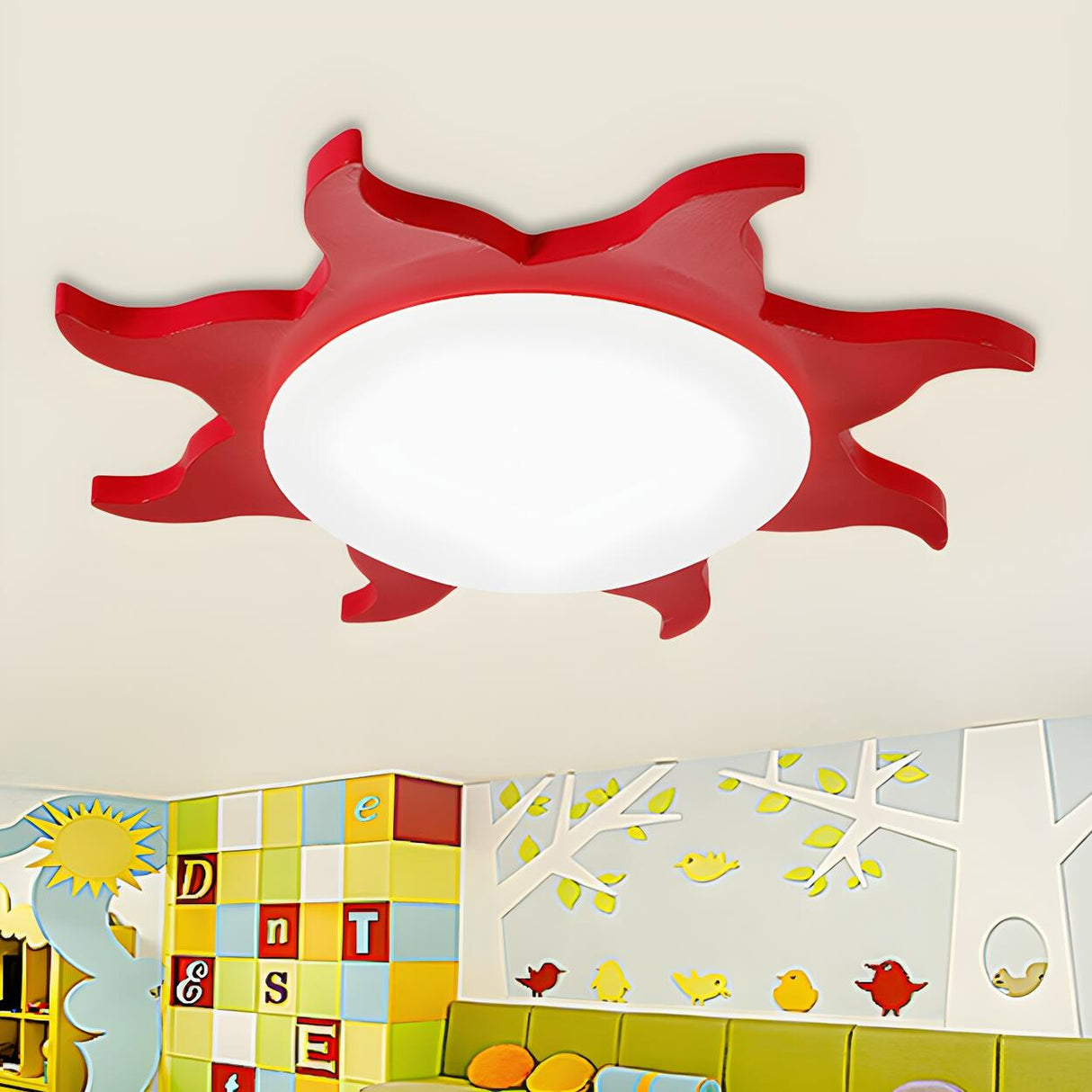 Kids Cartoon Blue Sun-Shaped Acrylic Flush Mount Light Image - 6