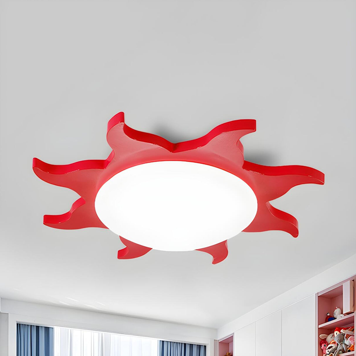 Kids Cartoon Blue Sun-Shaped Acrylic Flush Mount Light Image - 7