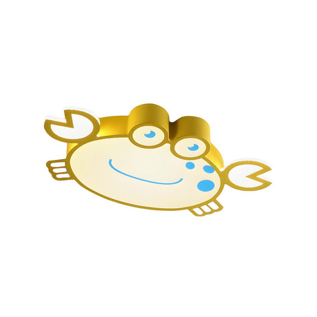 Kids Cartoon Yellow Crab-Shaped LED Flush Mount Light Image - 2