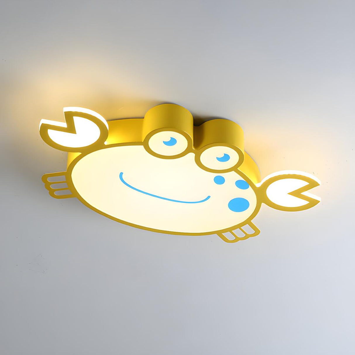 Kids Cartoon Yellow Crab-Shaped LED Flush Mount Light Image - 3