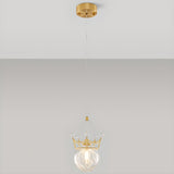 Kids Clear Glass Crown Globe Crystal Pendant Light Image - 12