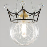 Kids Clear Glass Crown Globe Crystal Pendant Light Image - 16