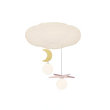 Kids Cloud Moon Star White Globe Semi-Flush Mount Light Image - 6