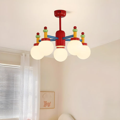 Kids Colorful Ball Glass Semi-Flush Mount Light 5-Light Image - 1