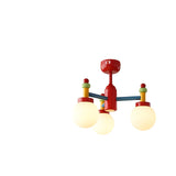 Kids Colorful Ball Glass Semi-Flush Mount Light 5-Light Image - 2