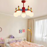 Kids Colorful Ball Glass Semi-Flush Mount Light 5-Light Image - 4