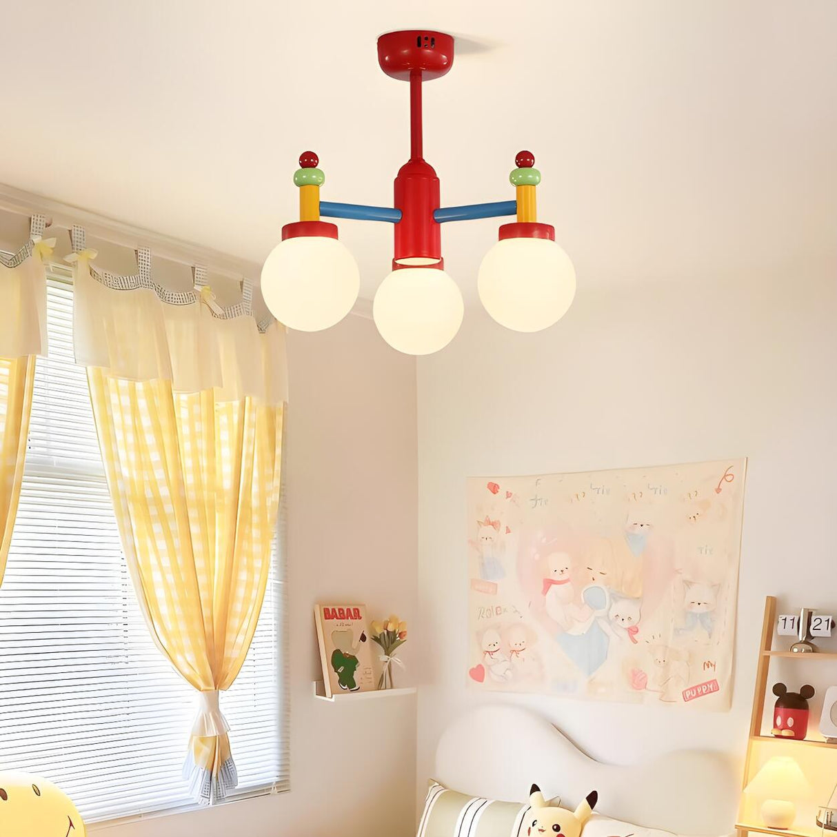 Kids Colorful Ball Glass Semi-Flush Mount Light 5-Light Image - 5