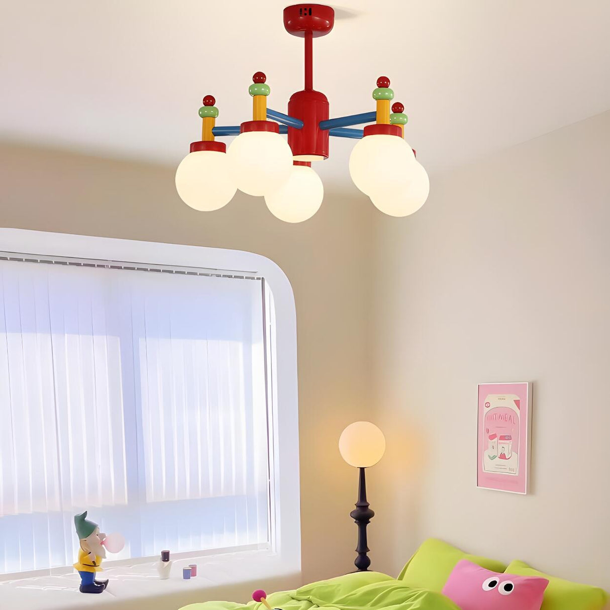 Kids Colorful Ball Glass Semi-Flush Mount Light 5-Light Image - 6