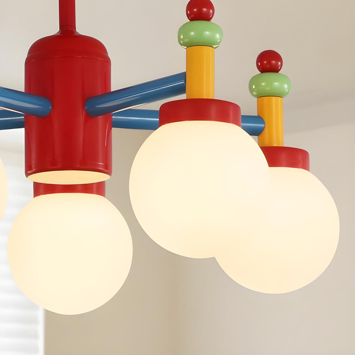 Kids Colorful Ball Glass Semi-Flush Mount Light 5-Light Image - 8