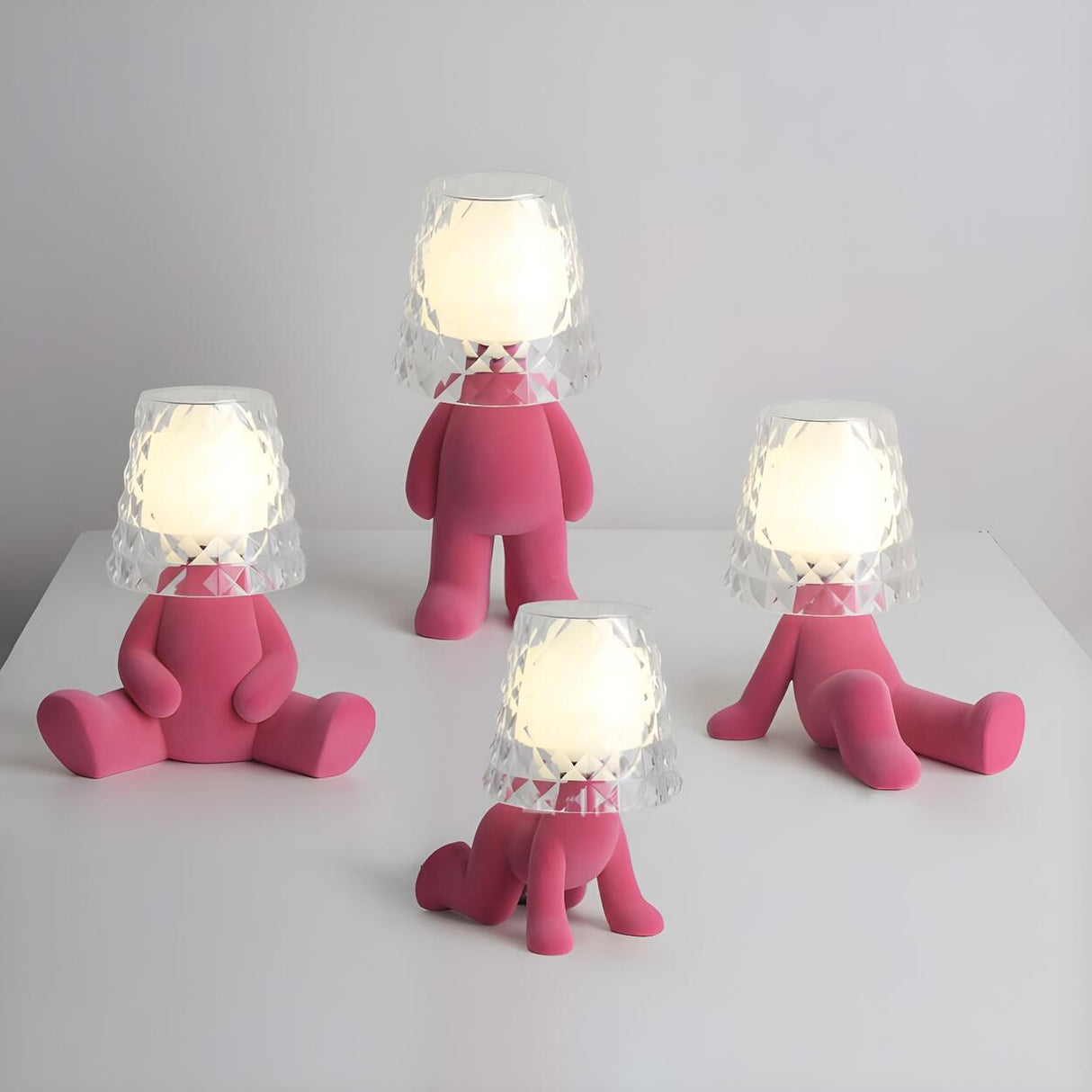 Kids Creative Glass Cup Shape Little Man Table Lamp Image - 1