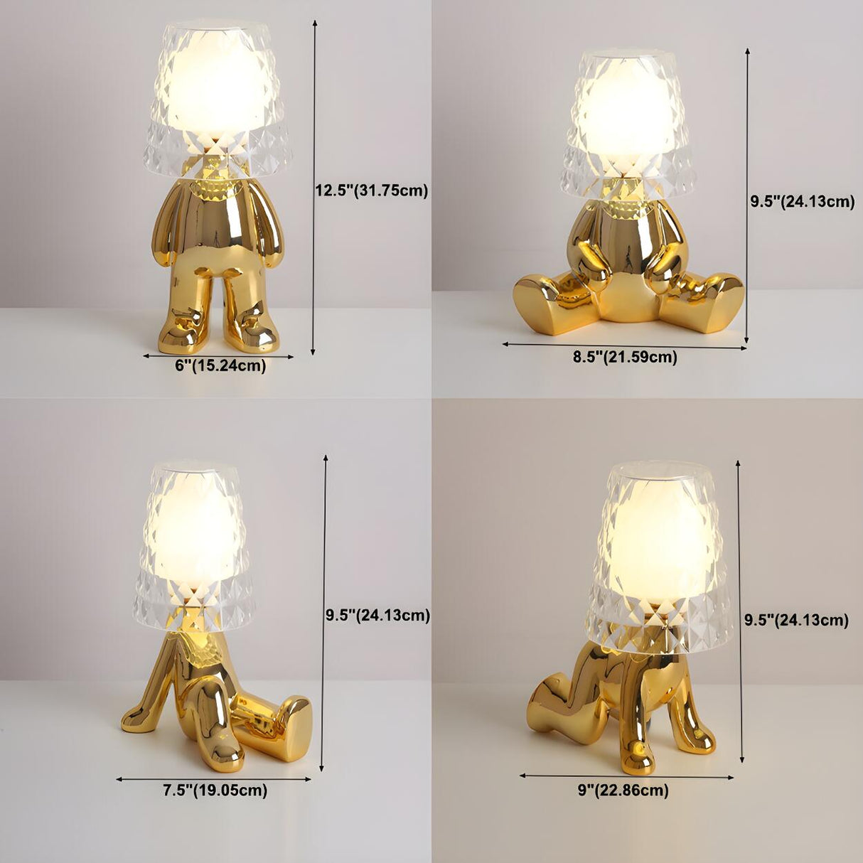 Kids Creative Glass Cup Shape Little Man Table Lamp 