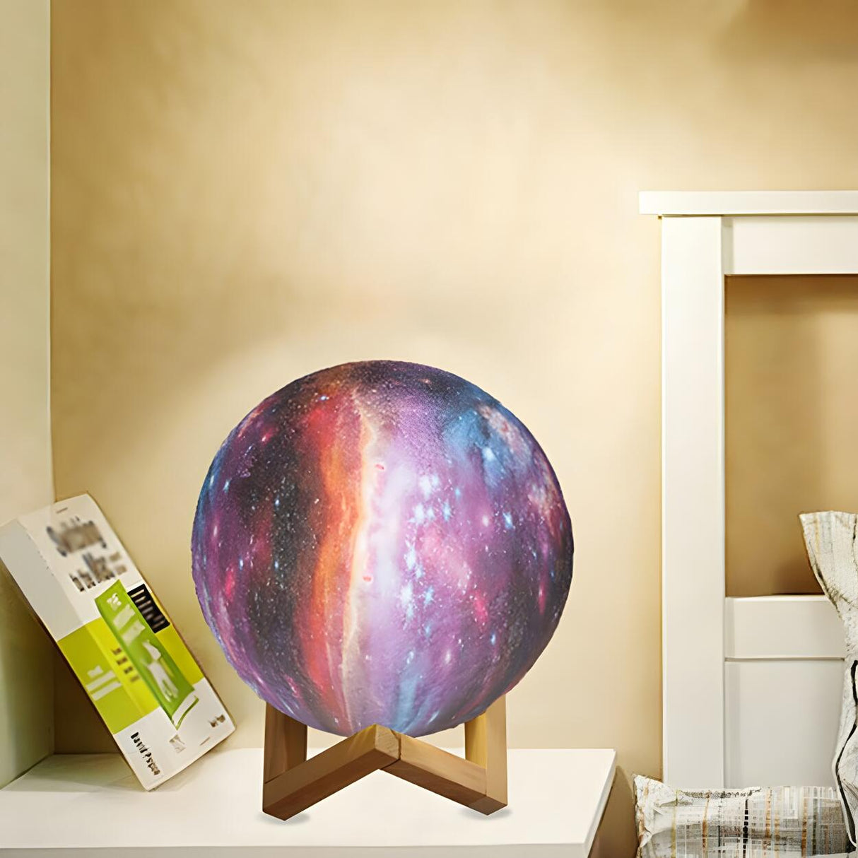 Kids Creative Milky Way Globe LED Wood Base Table Lamp Image - 1