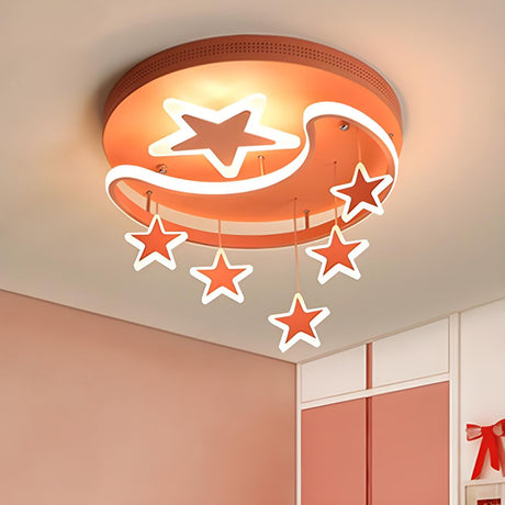 Kids Creative Moon Star Dimmable LED Flush Mount Light Image - 1