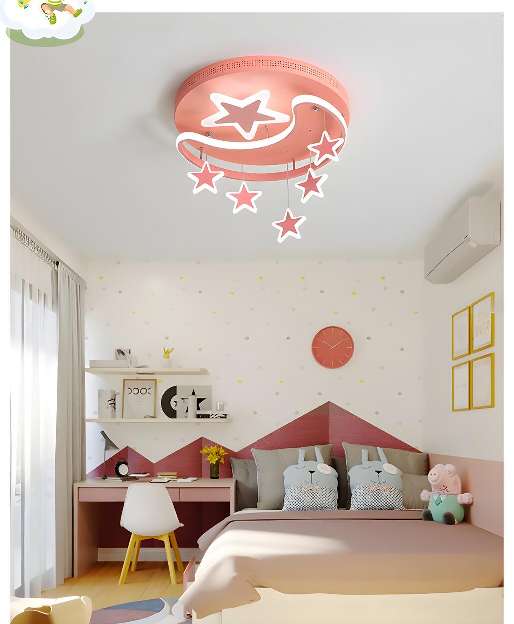 Kids Creative Moon Star Dimmable LED Flush Mount Light Image - 3