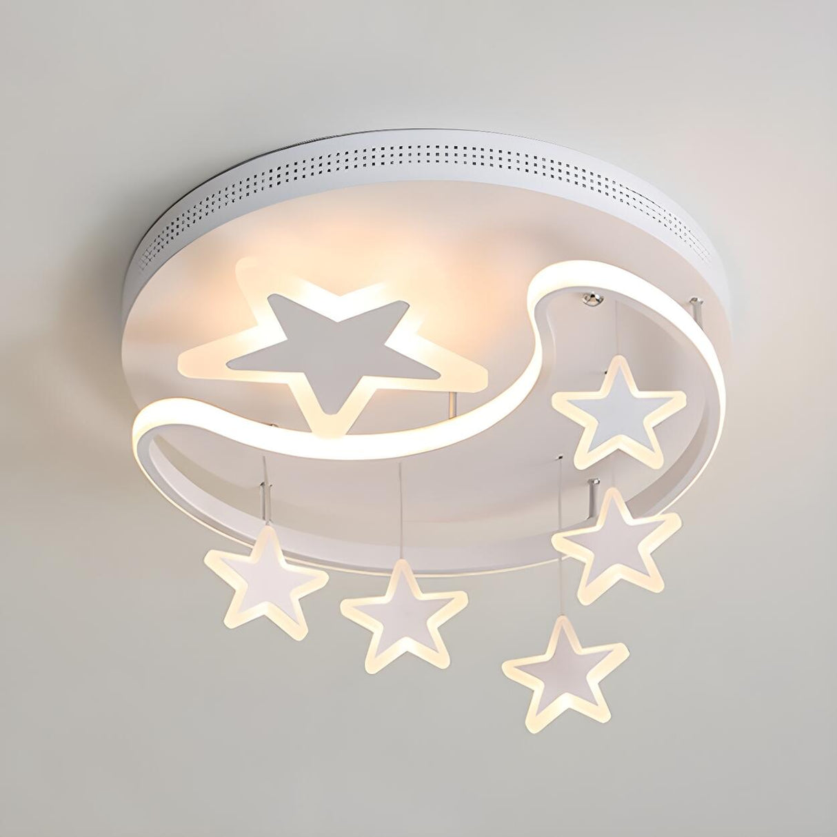 Kids Creative Moon Star Dimmable LED Flush Mount Light Image - 6