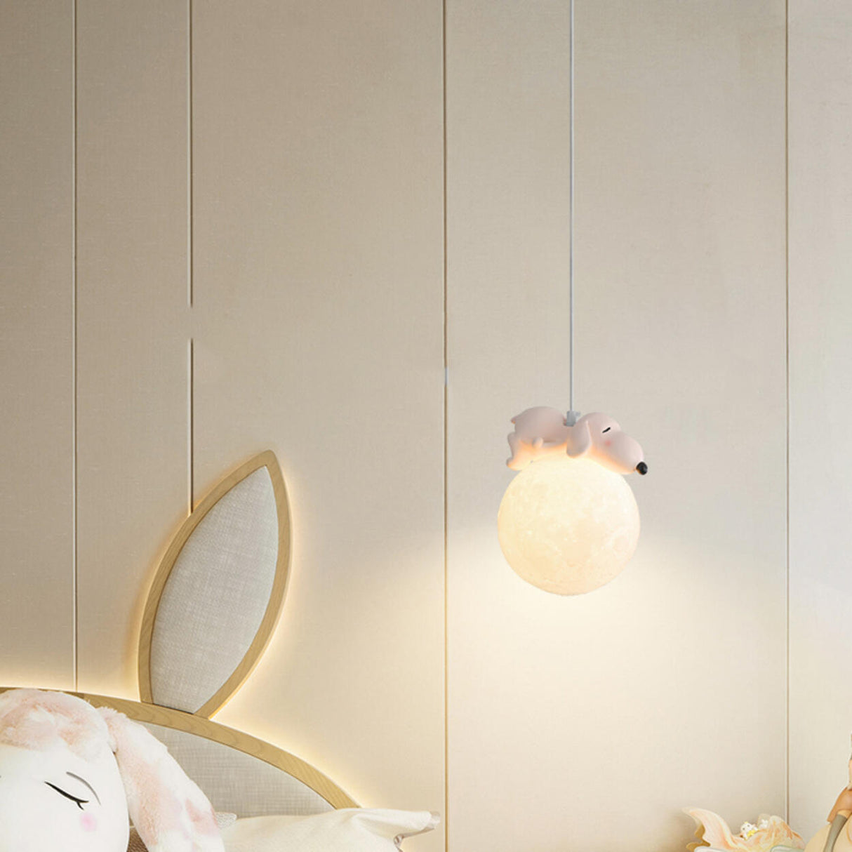 Kids Cute Globe Resin Pendant Light Adjustable Cord Image - 4