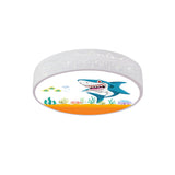 Kids Dolphin Blue Drum LED Flush Mount Ceiling Light Image - 12