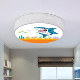 Kids Dolphin Blue Drum LED Flush Mount Ceiling Light Image - 9