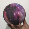 Kids Elegant Purple Galaxy Wood Base Moon Table Lamp Image - 2