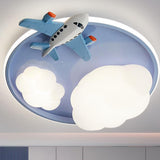 Kids Lovely Bunny Cloud Pink Round Flush Mount Light Image - 4