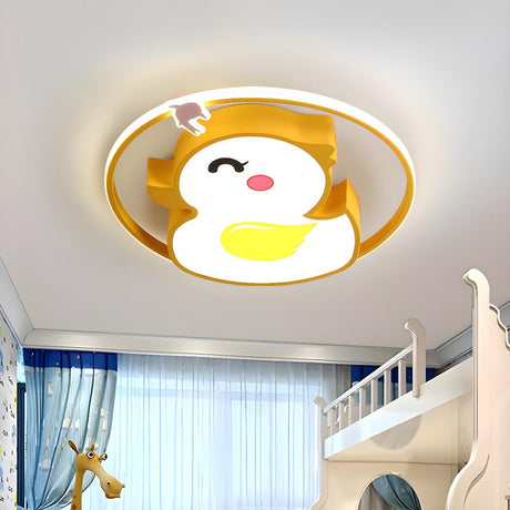 Kids Lovely Cartoon Yellow Duck LED Flush Mount Light Image - 2